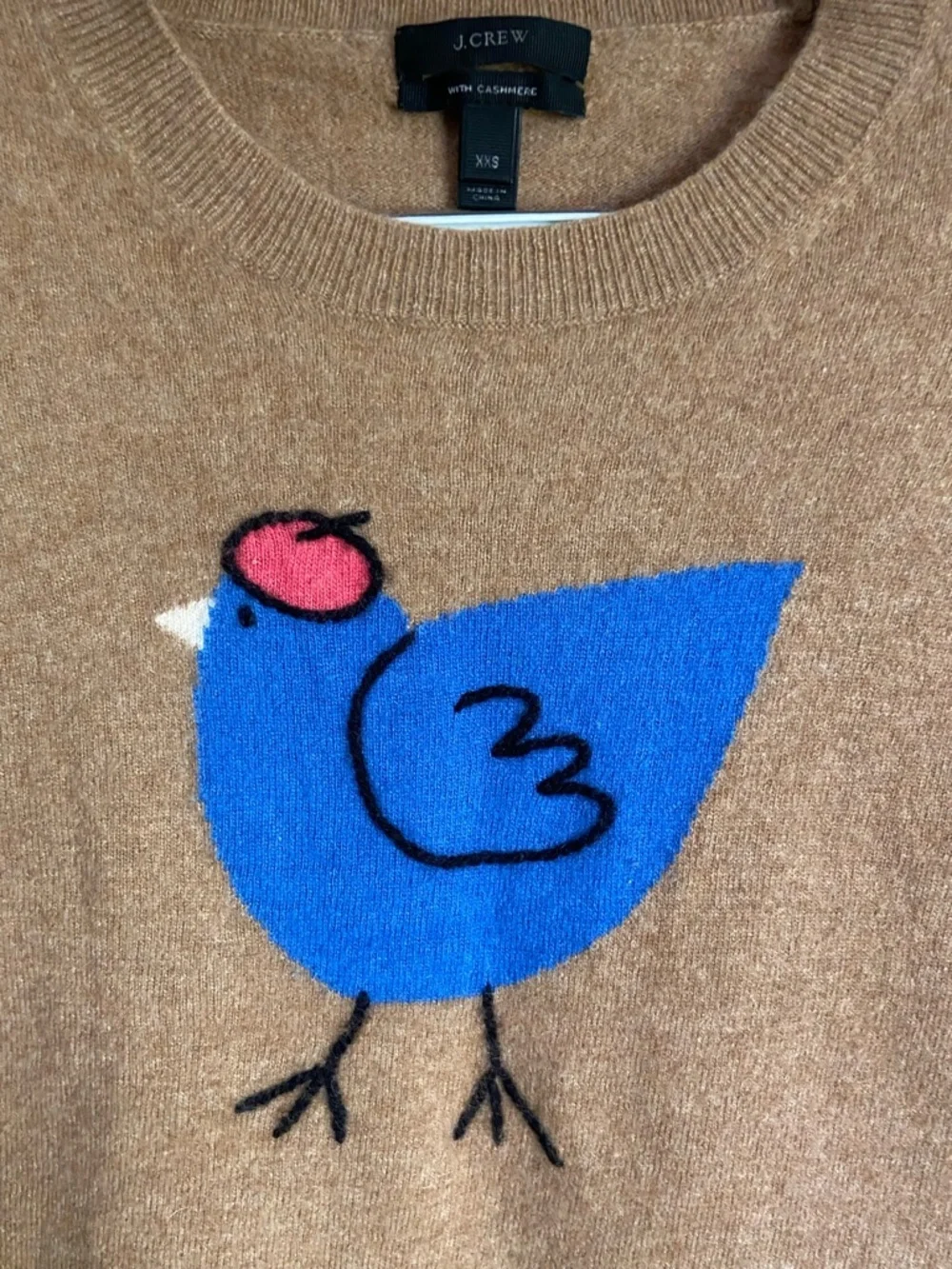 J.CREW French Hen Women's Pullover Sweater With Cashmere Long Sleeve Tan XXS